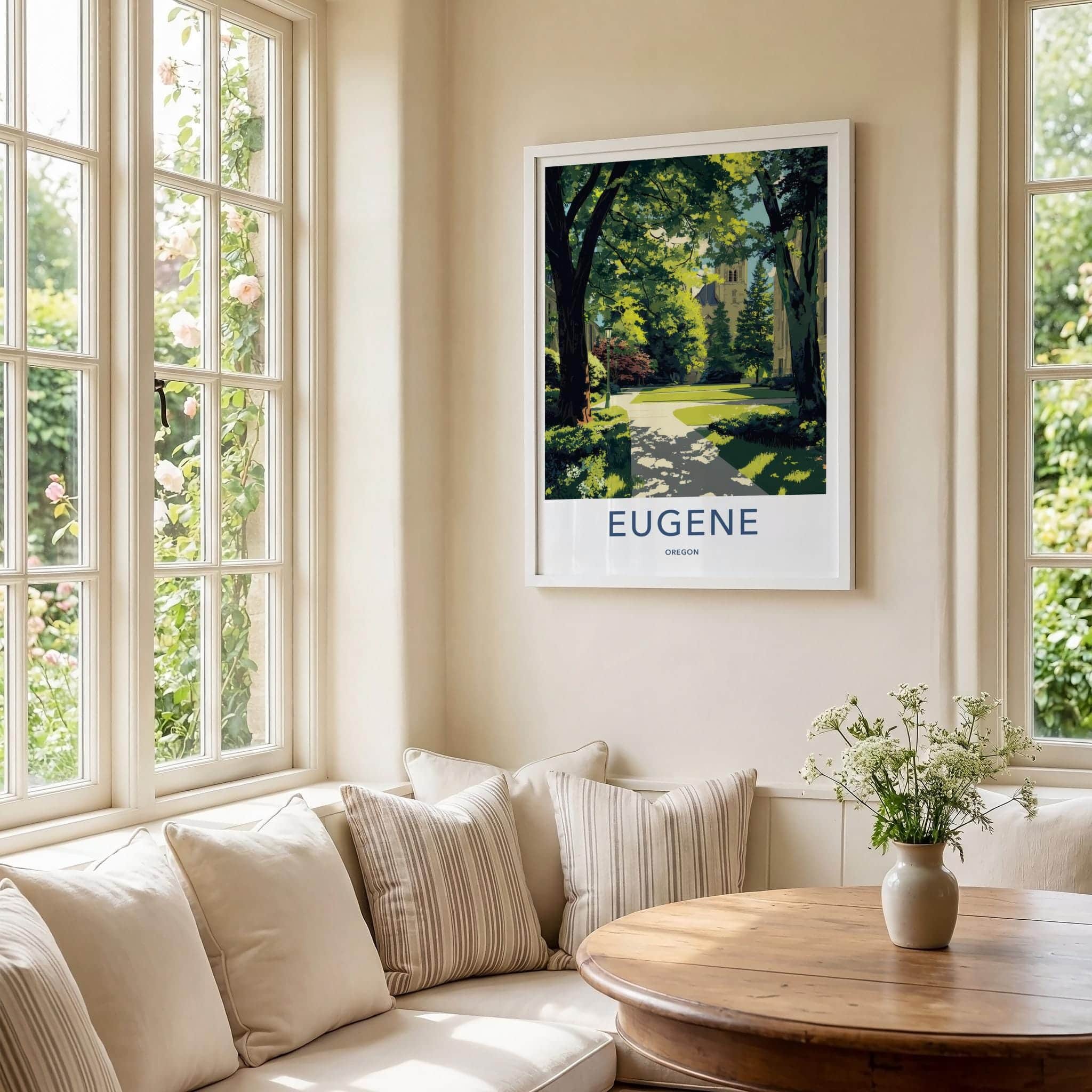 Eugene Poster - Oregon Wall Art - Shaded Campus Path Home Decor