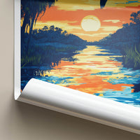Everglades National Park Poster - Florida Travel Art - Sunset River Heron Home Decor