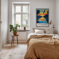 Everglades National Park Poster - Florida Travel Art - Sunset River Heron Home Decor
