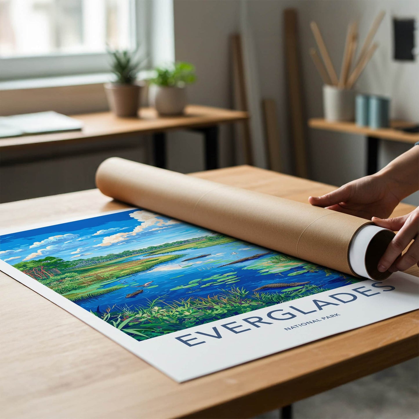 Everglades Poster - Florida Travel Art - Alligator River Wetland Home Decor