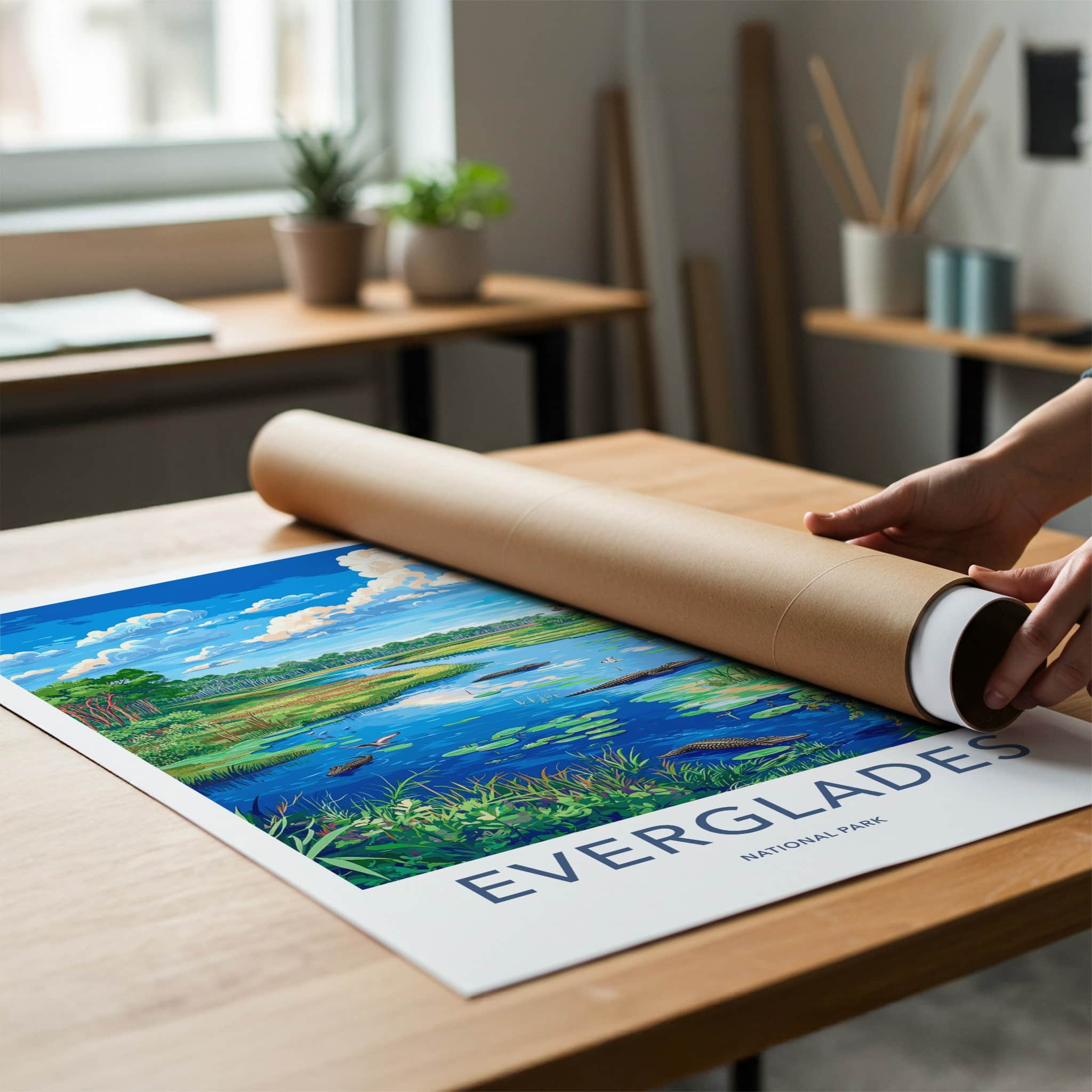 Everglades Poster - Florida Travel Art - Alligator River Wetland Home Decor