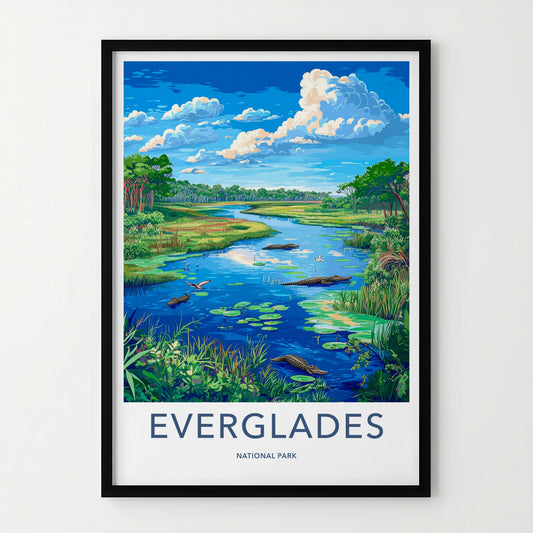 Everglades Poster - Florida Travel Art - Alligator River Wetland Home Decor