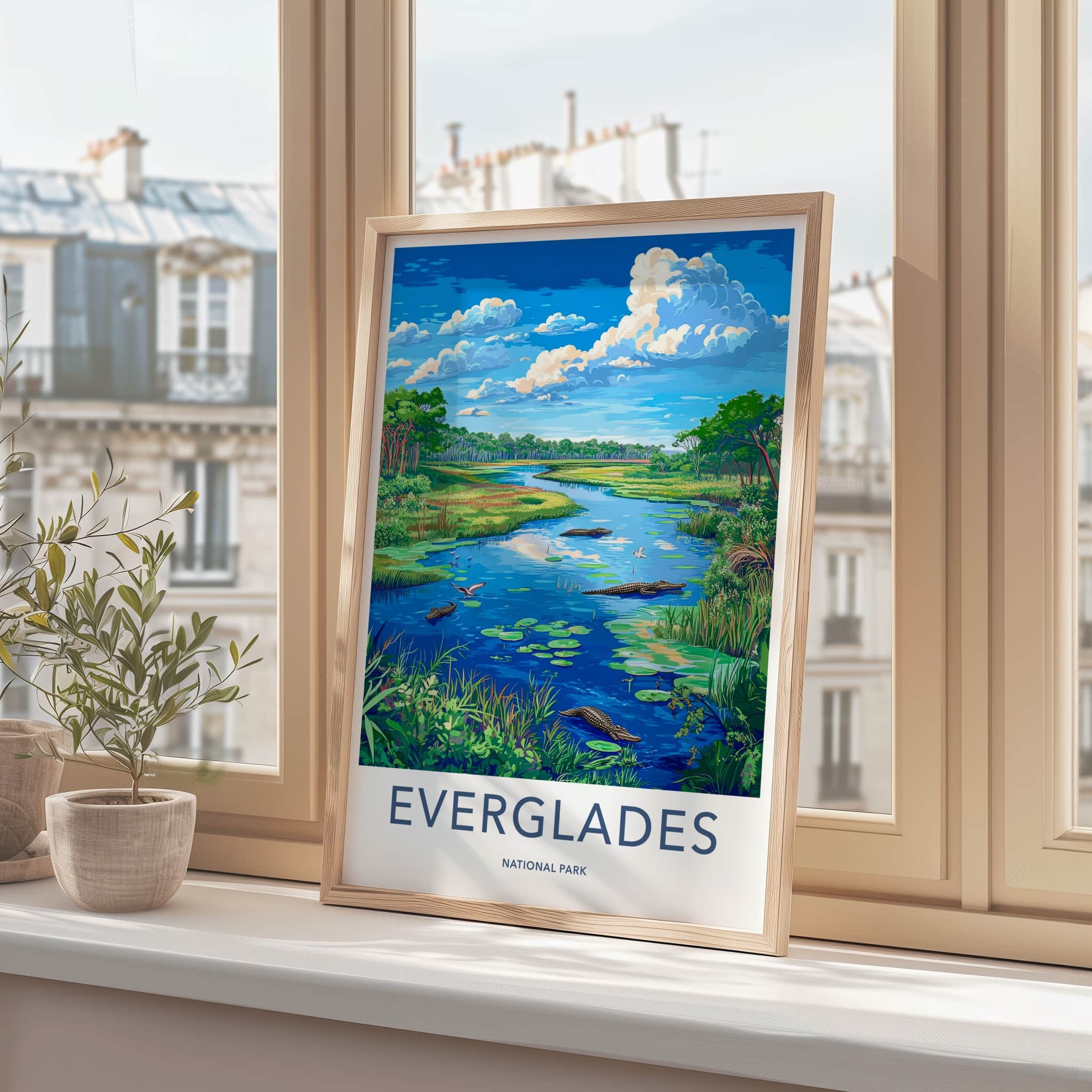 Everglades Poster - Florida Travel Art - Alligator River Wetland Home Decor