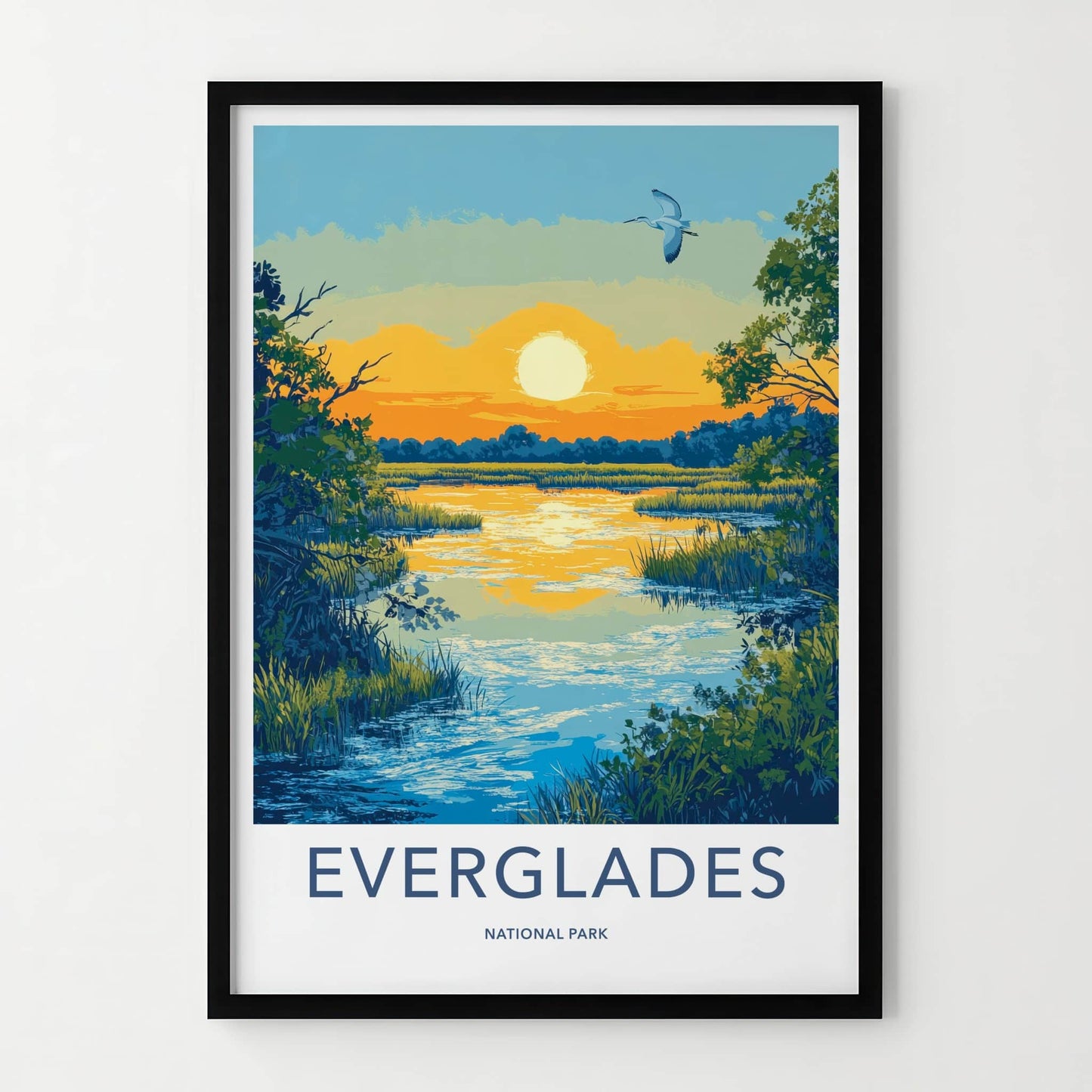 Everglades Poster - Florida Travel Art - Vibrant Marsh Sunset Home Decor