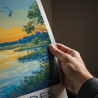 Everglades Poster - Florida Travel Art - Vibrant Marsh Sunset Home Decor