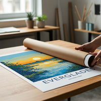 Everglades Poster - Florida Travel Art - Vibrant Marsh Sunset Home Decor