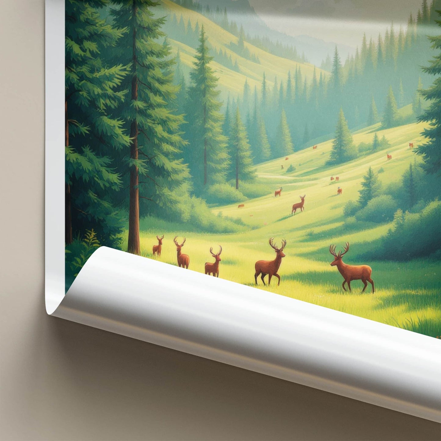 Exmoor National Park Poster - England Travel Art - Deer Mountain Valley Home Decor