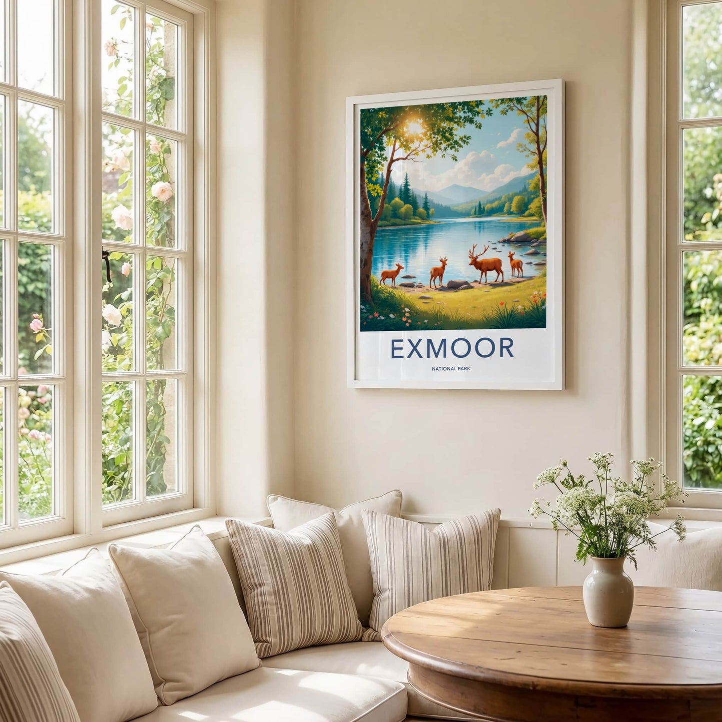 Exmoor National Park Poster - United Kingdom Fine Art - Mountain Lake Deer Home Art