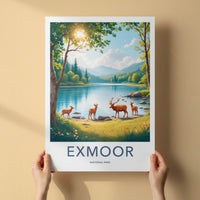 Exmoor National Park Poster - United Kingdom Fine Art - Mountain Lake Deer Home Art