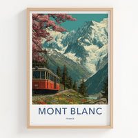 Mont Blanc Poster France Travel Art Mountain Train