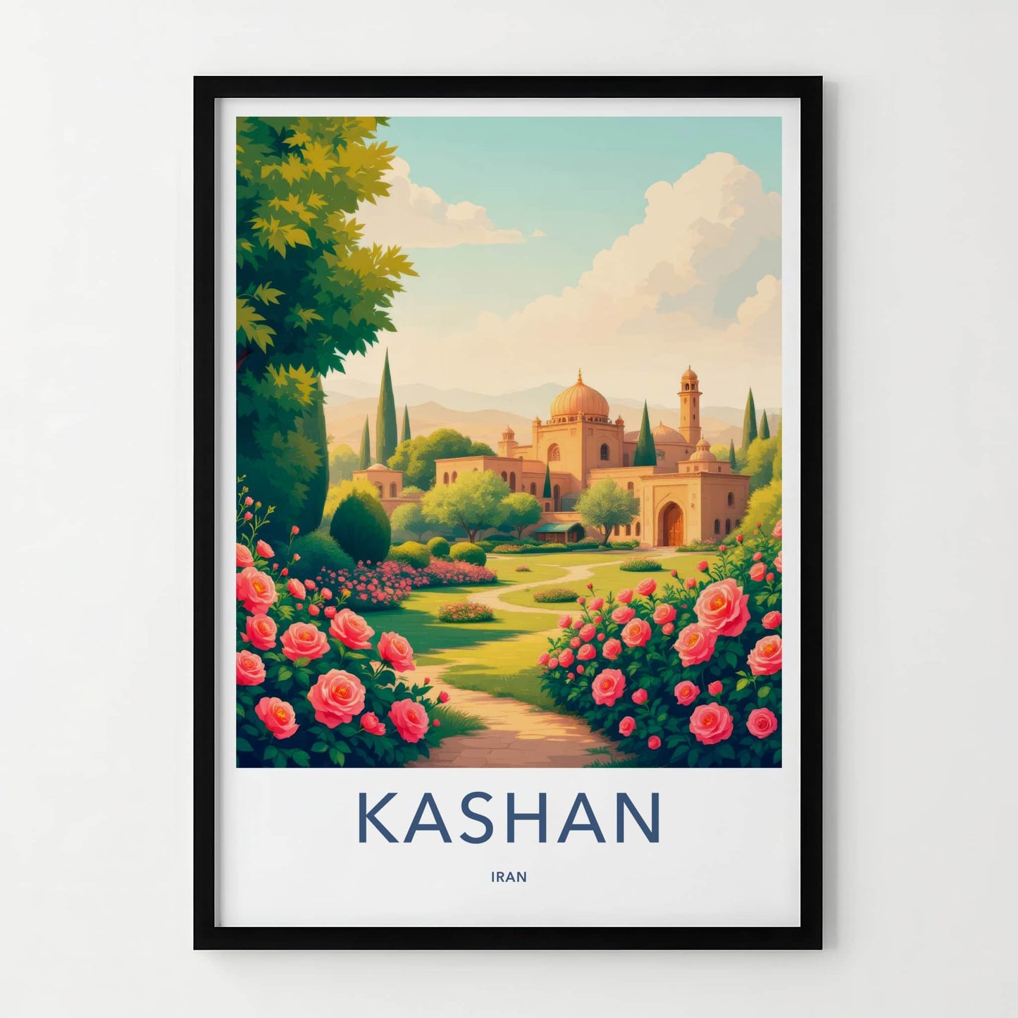 Kashan Poster - Iran Travel Print - Historic Persian Garden Lounge Decor