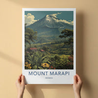 Mount Merapi Poster Indonesia Volcanic Peak Rice Terraces Art Print