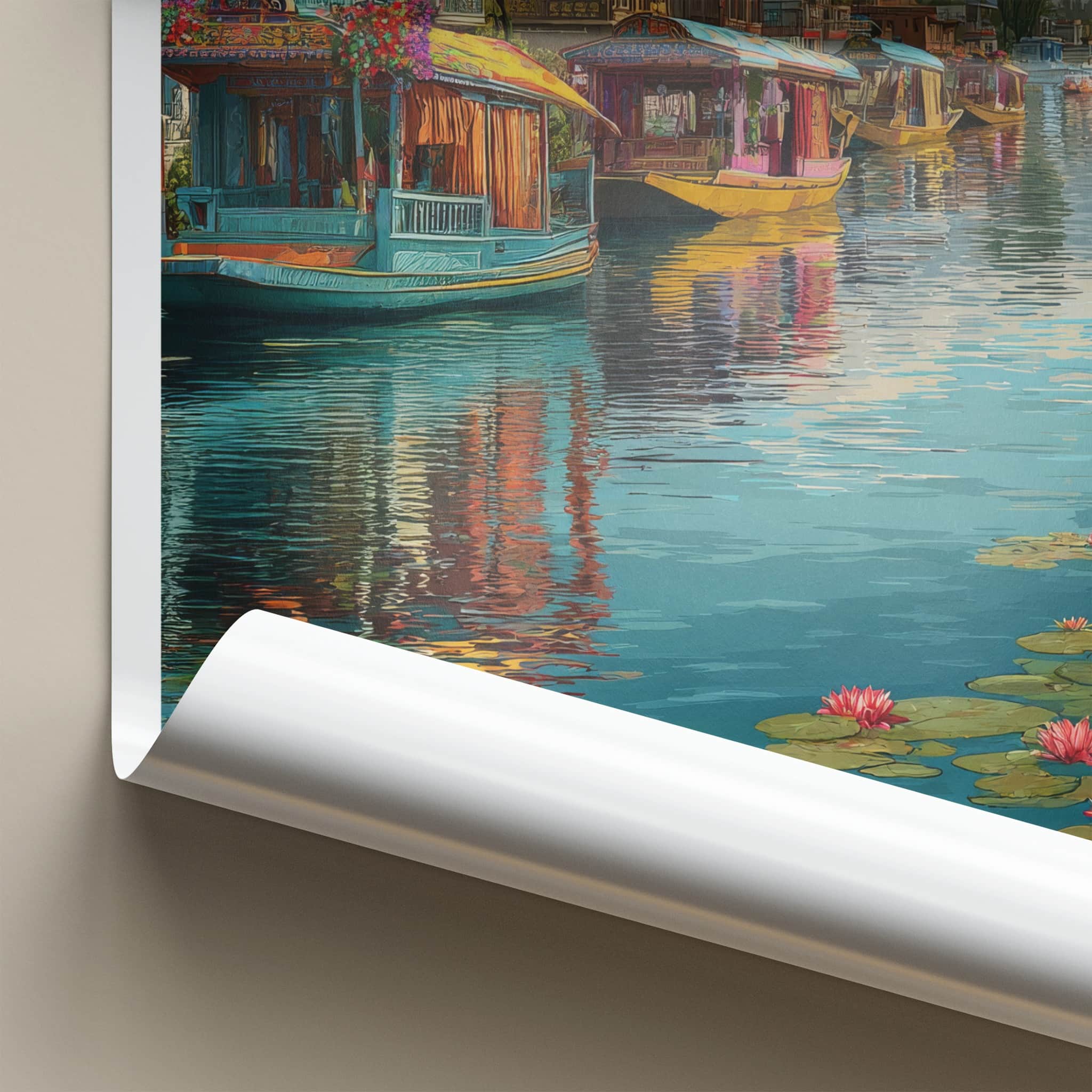 Dal Lake Poster - India Lake Mountains Art