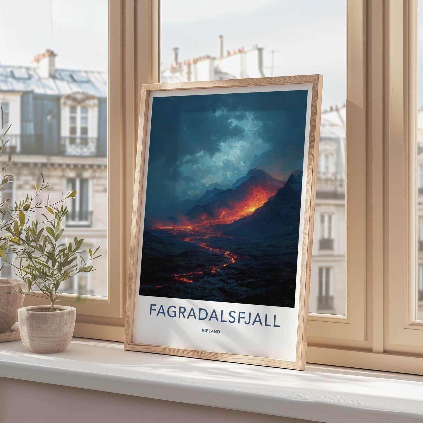 Fagradalsfjall Poster - Iceland Travel Art - Fiery Lava Flow Home Decor