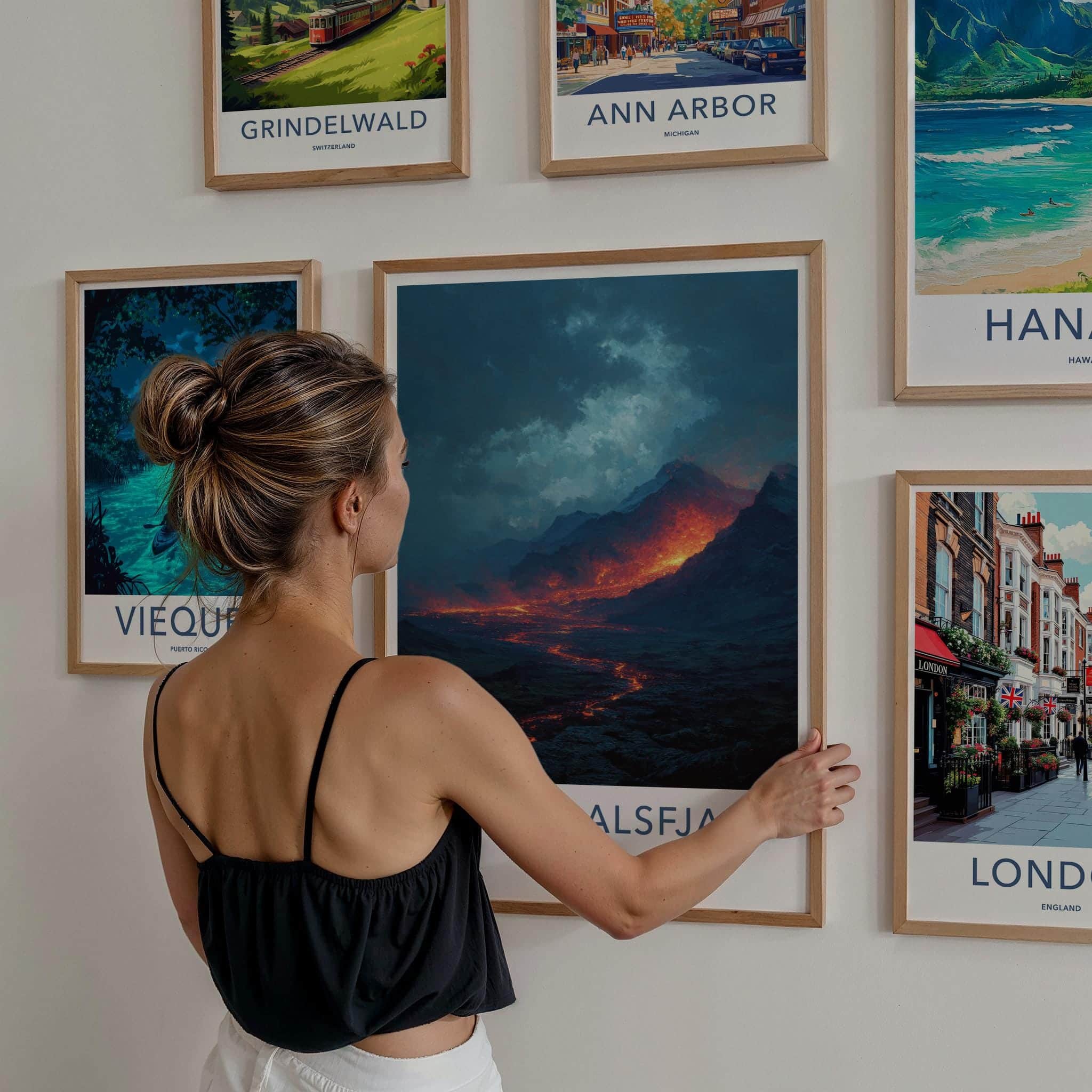 Fagradalsfjall Poster - Iceland Travel Art - Fiery Lava Flow Home Decor