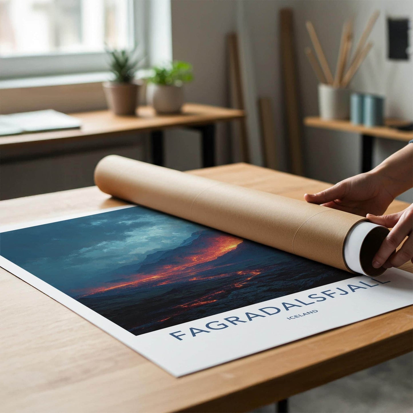 Fagradalsfjall Poster - Iceland Travel Art - Fiery Lava Flow Home Decor