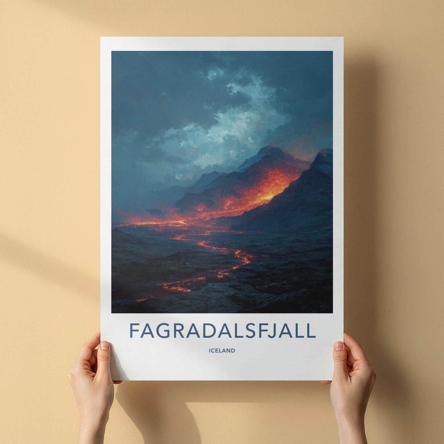 Fagradalsfjall Poster - Iceland Travel Art - Fiery Lava Flow Home Decor