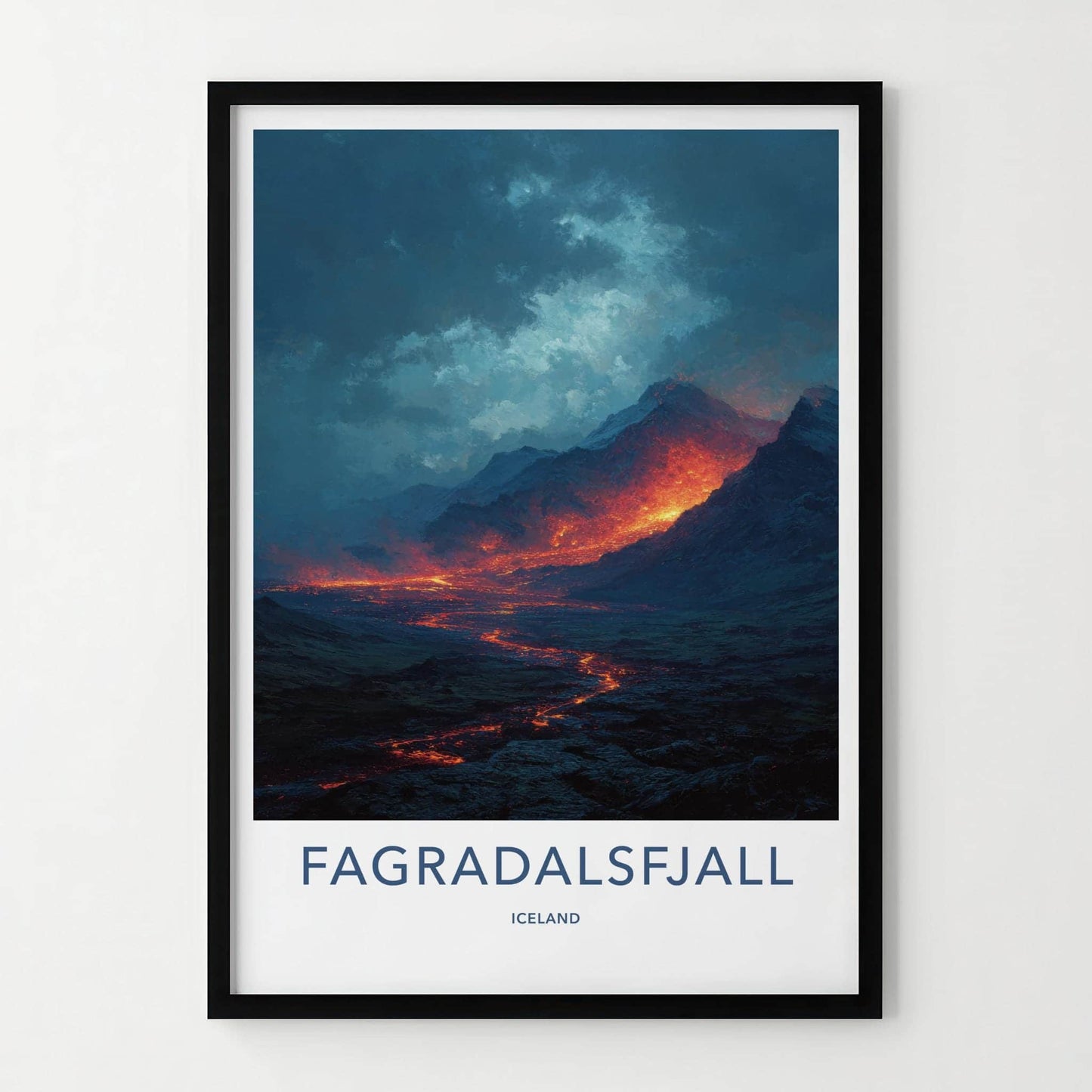 Fagradalsfjall Poster - Iceland Travel Art - Fiery Lava Flow Home Decor