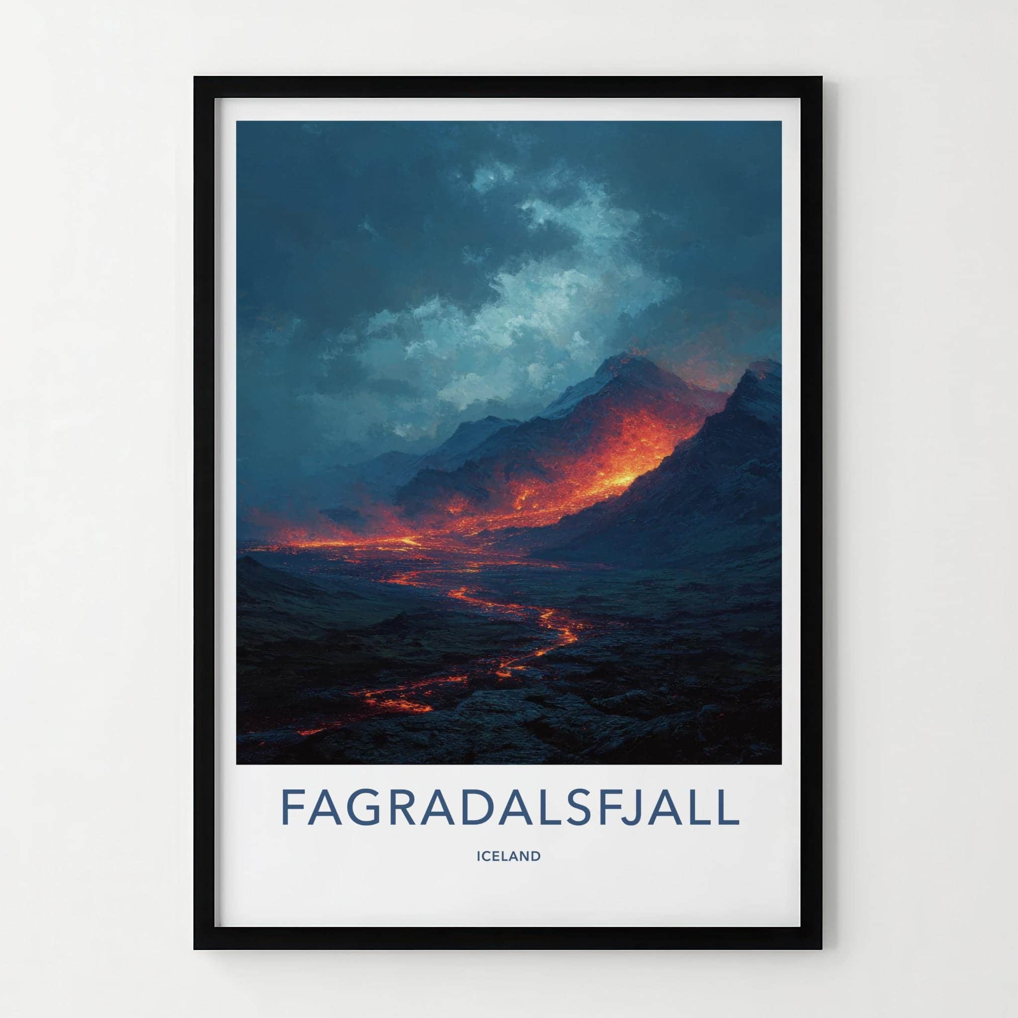 Fagradalsfjall Poster - Iceland Travel Art - Fiery Lava Flow Home Decor