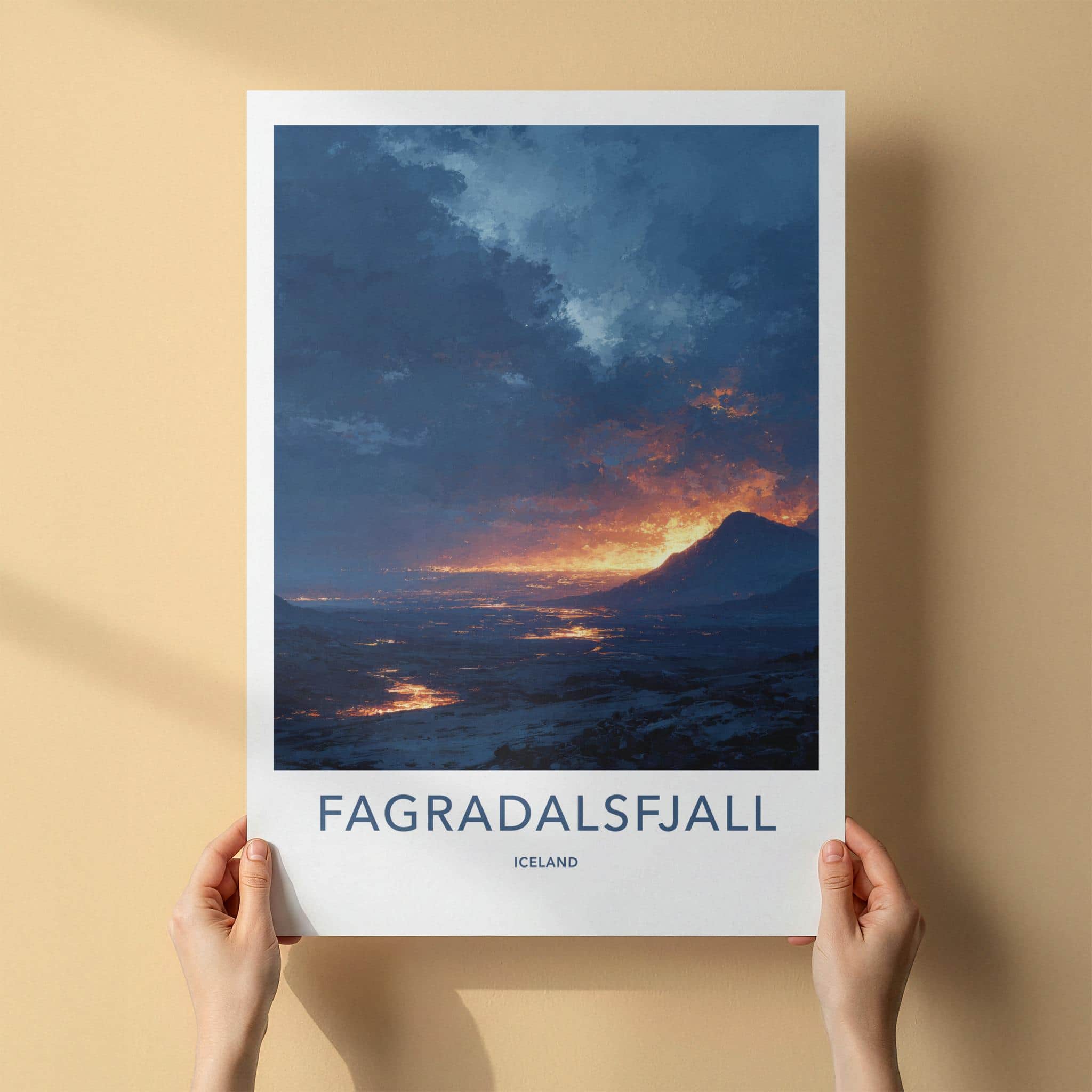 Fagradalsfjall Poster - Iceland Travel Art - Glowing Lava Landscape Wall Decor