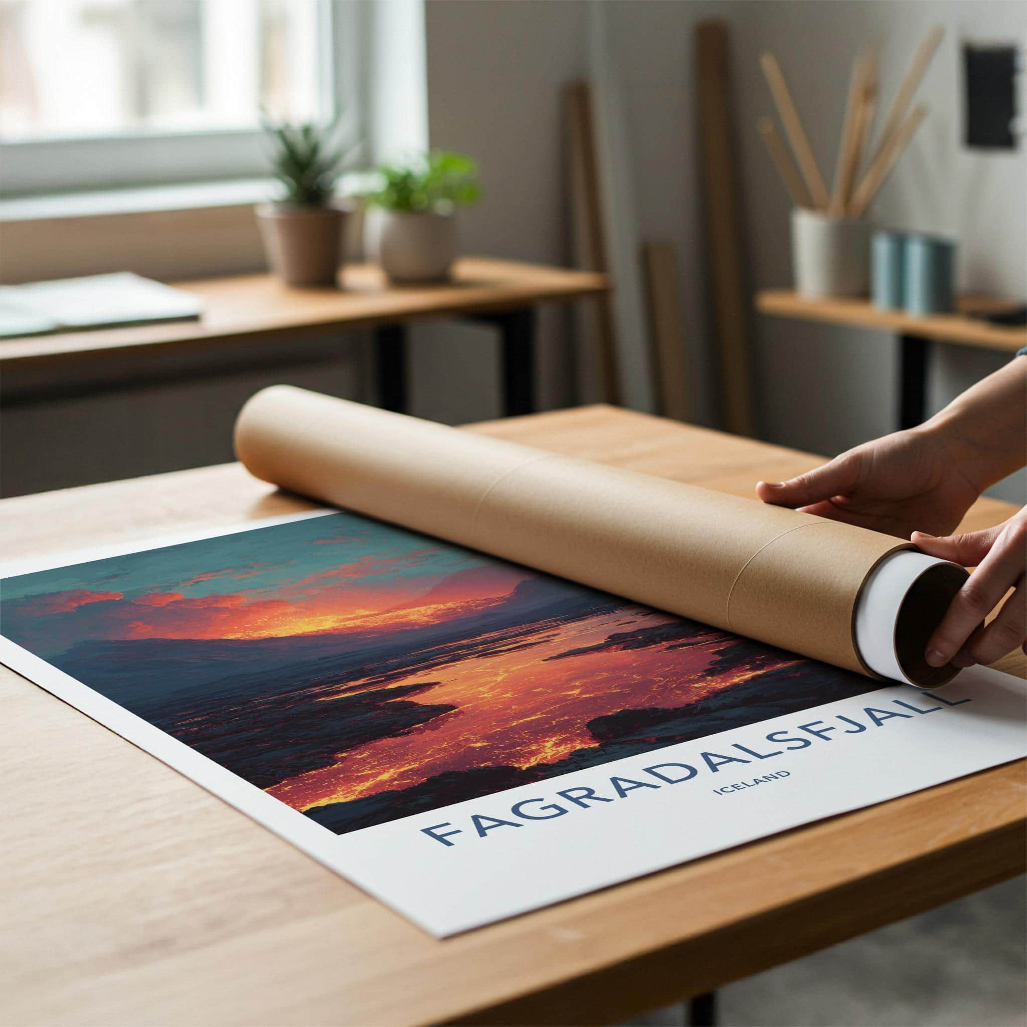 Fagradalsfjall Poster - Iceland Travel Art - Molten River Landscape Home Decor
