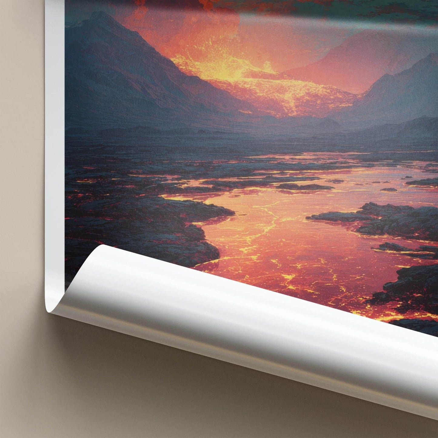 Fagradalsfjall Poster - Iceland Travel Art - Molten River Landscape Home Decor