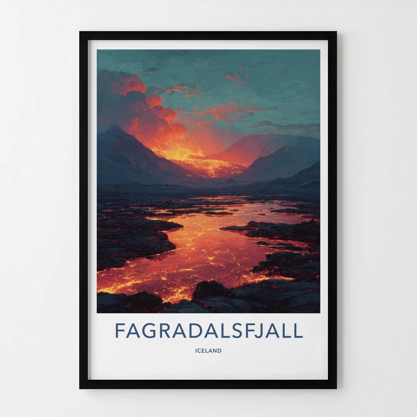 Fagradalsfjall Poster - Iceland Travel Art - Molten River Landscape Home Decor