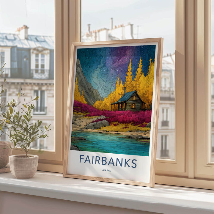 Fairbanks Poster - Alaska Scenic Art - Cozy Cabin Retreat Wall Decor