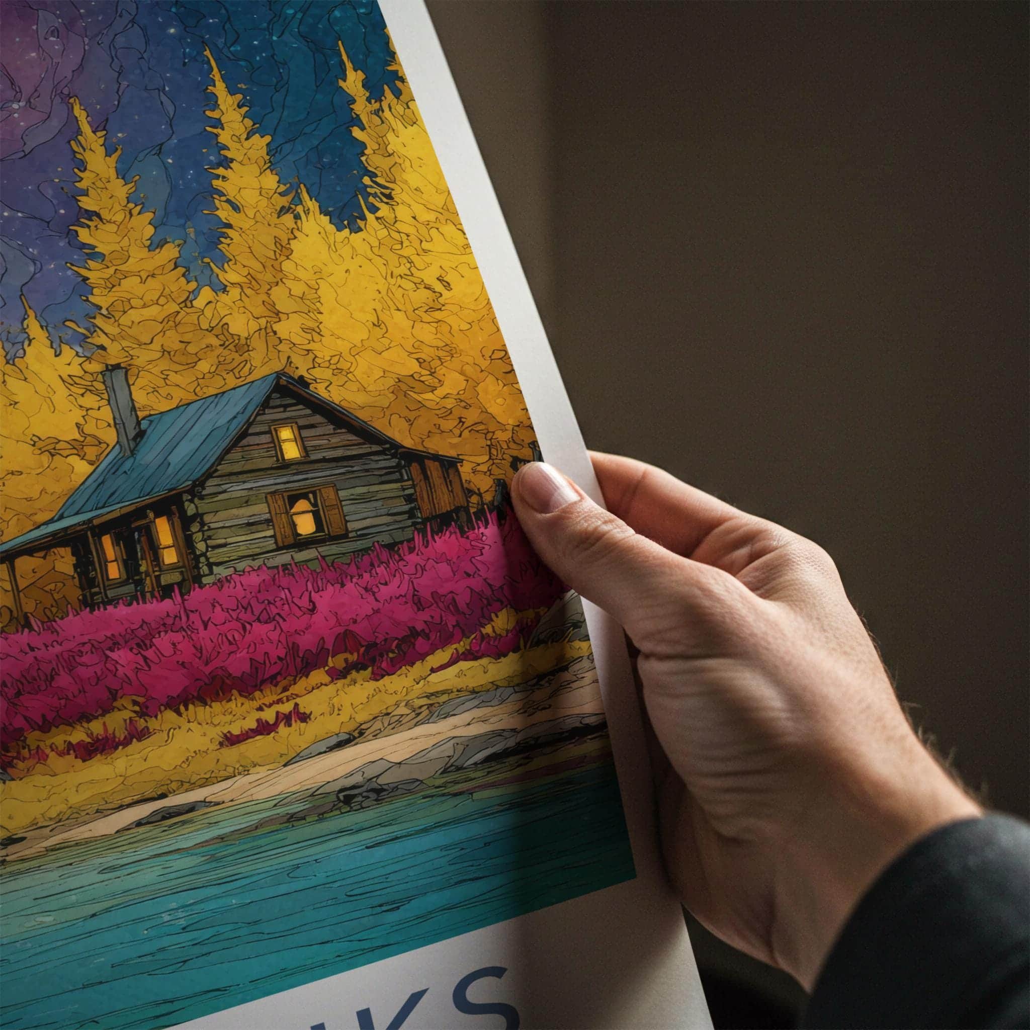 Fairbanks Poster - Alaska Scenic Art - Cozy Cabin Retreat Wall Decor