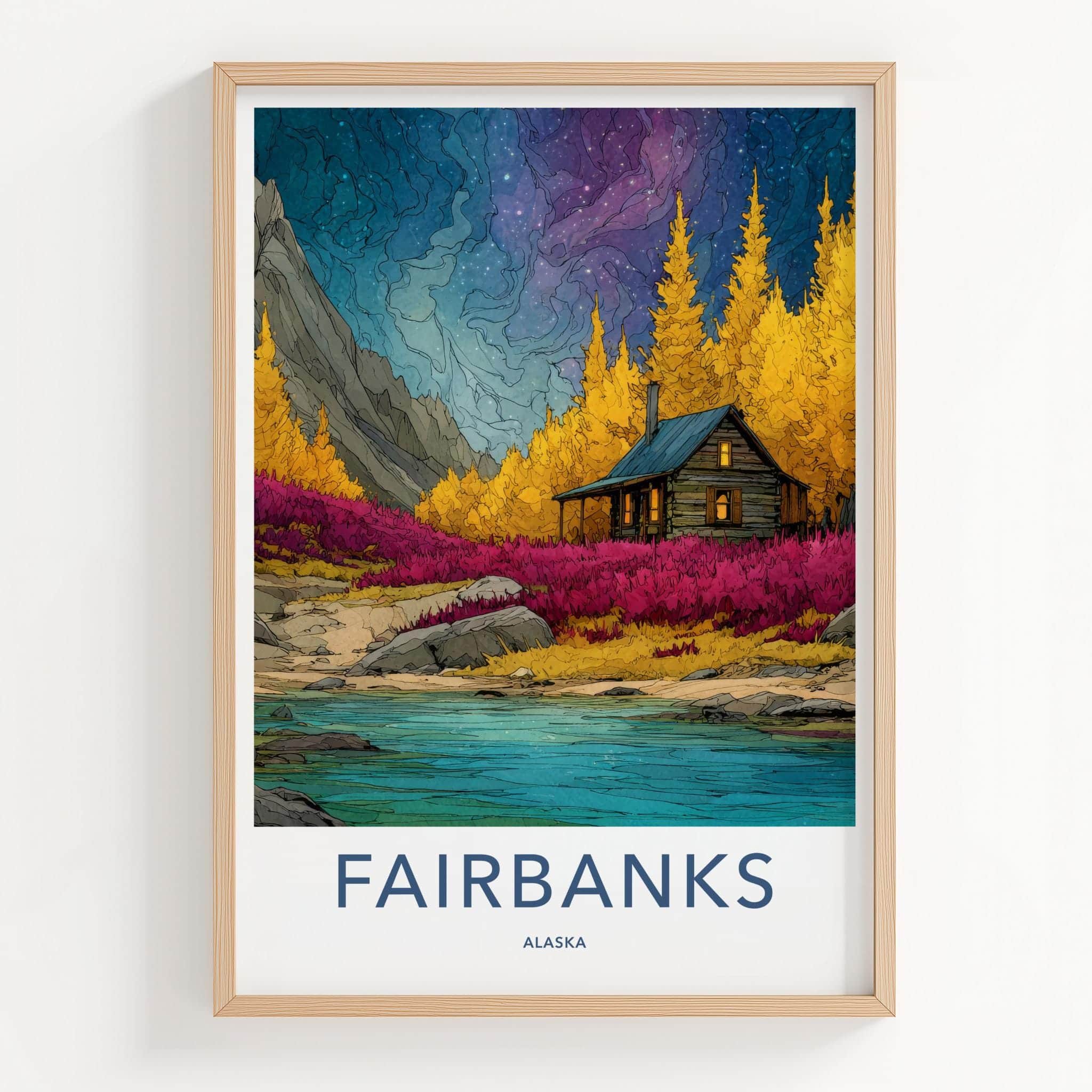 Fairbanks Poster - Alaska Scenic Art - Cozy Cabin Retreat Wall Decor
