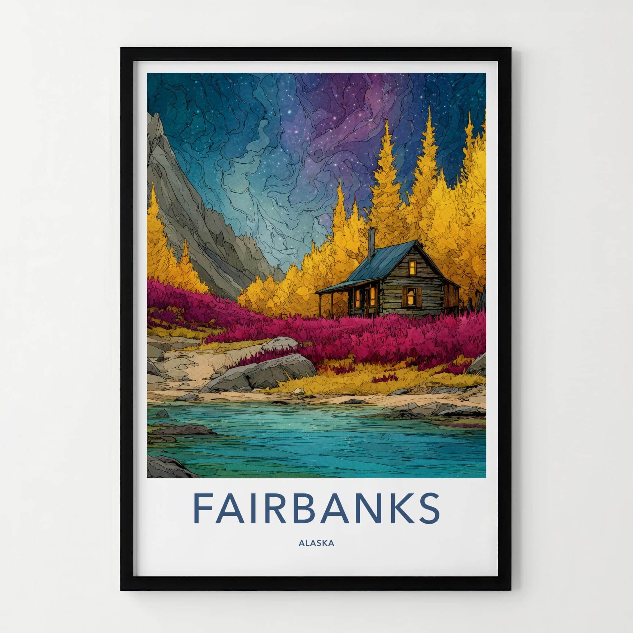 Fairbanks Poster - Alaska Scenic Art - Cozy Cabin Retreat Wall Decor