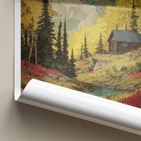 Fairbanks Poster - Alaska Travel Print - Cabin River Autumn Gallery Art