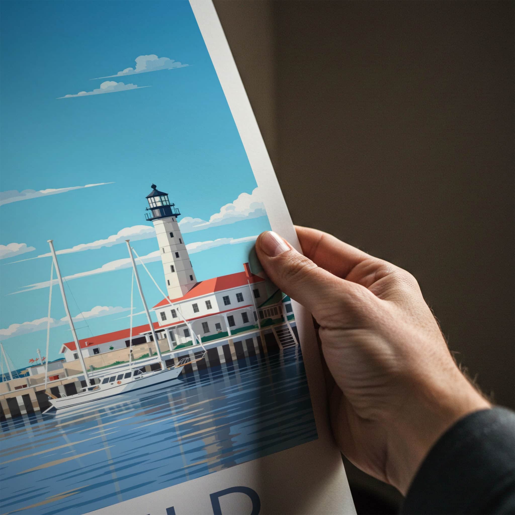 Fairfield Poster - Connecticut Art Print - Harbor Lighthouse Sailboats Wall Decor