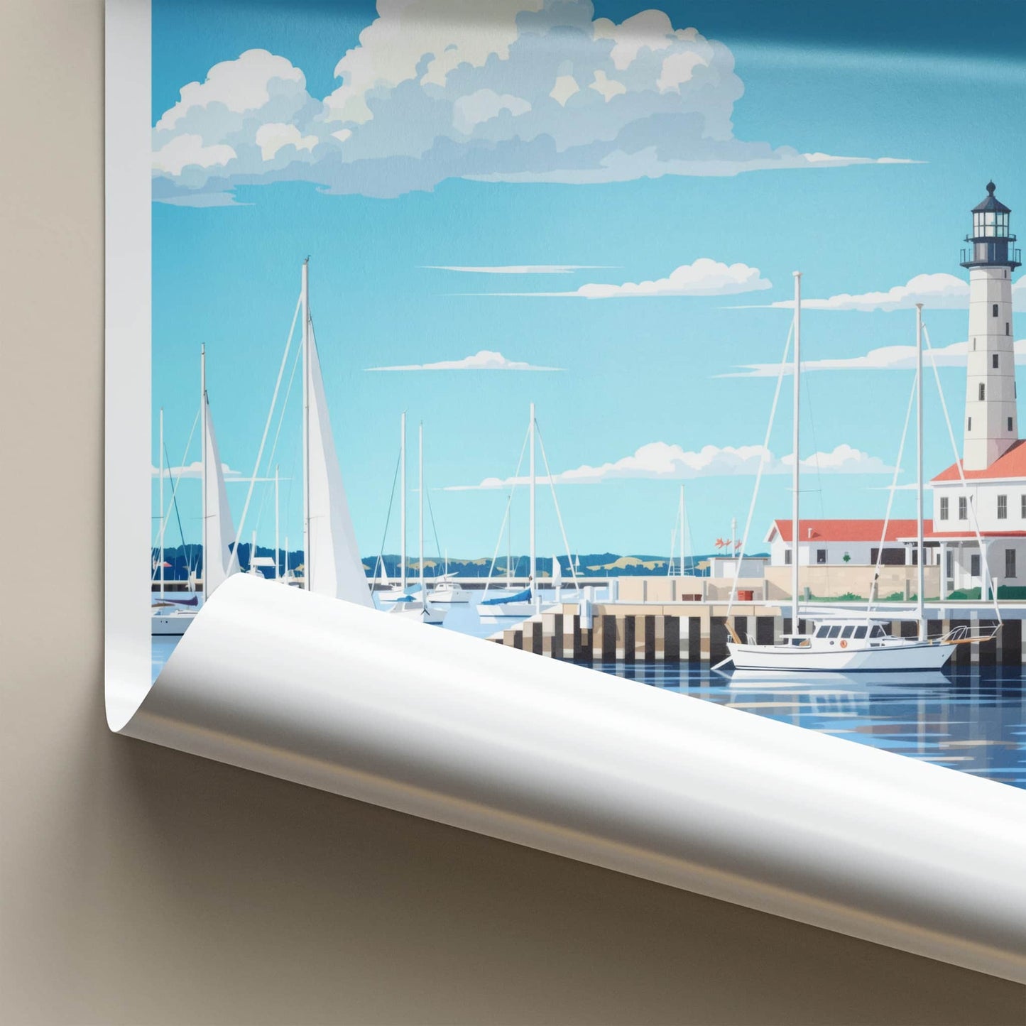 Fairfield Poster - Connecticut Art Print - Harbor Lighthouse Sailboats Wall Decor
