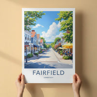 Fairfield Poster - Connecticut Travel Art - Bright Downtown Street Wall Decor