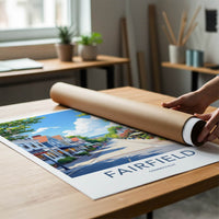 Fairfield Poster - Connecticut Travel Art - Bright Downtown Street Wall Decor