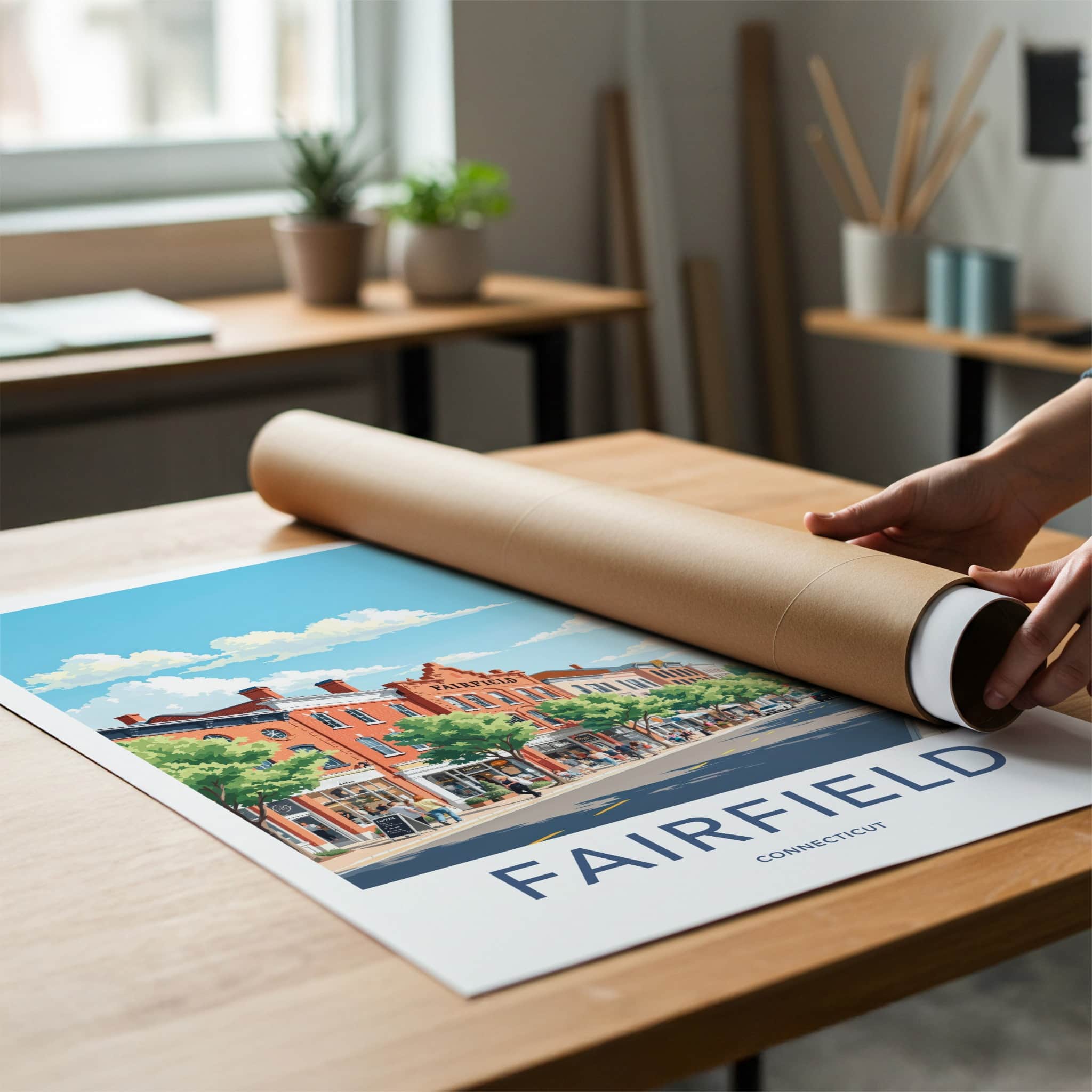 Fairfield Poster - Connecticut Travel Art - Historic Town Street Home Decor
