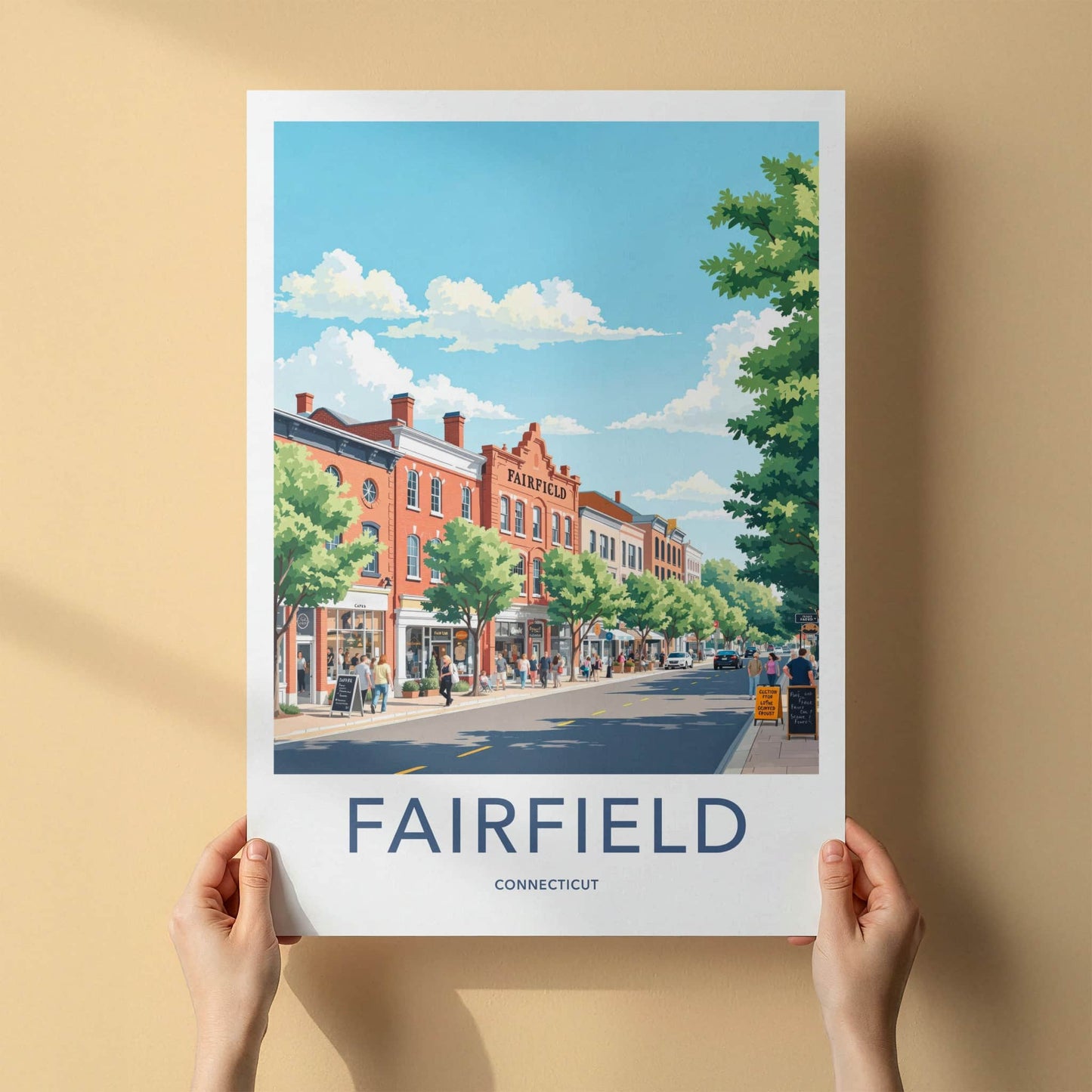 Fairfield Poster - Connecticut Travel Art - Historic Town Street Home Decor