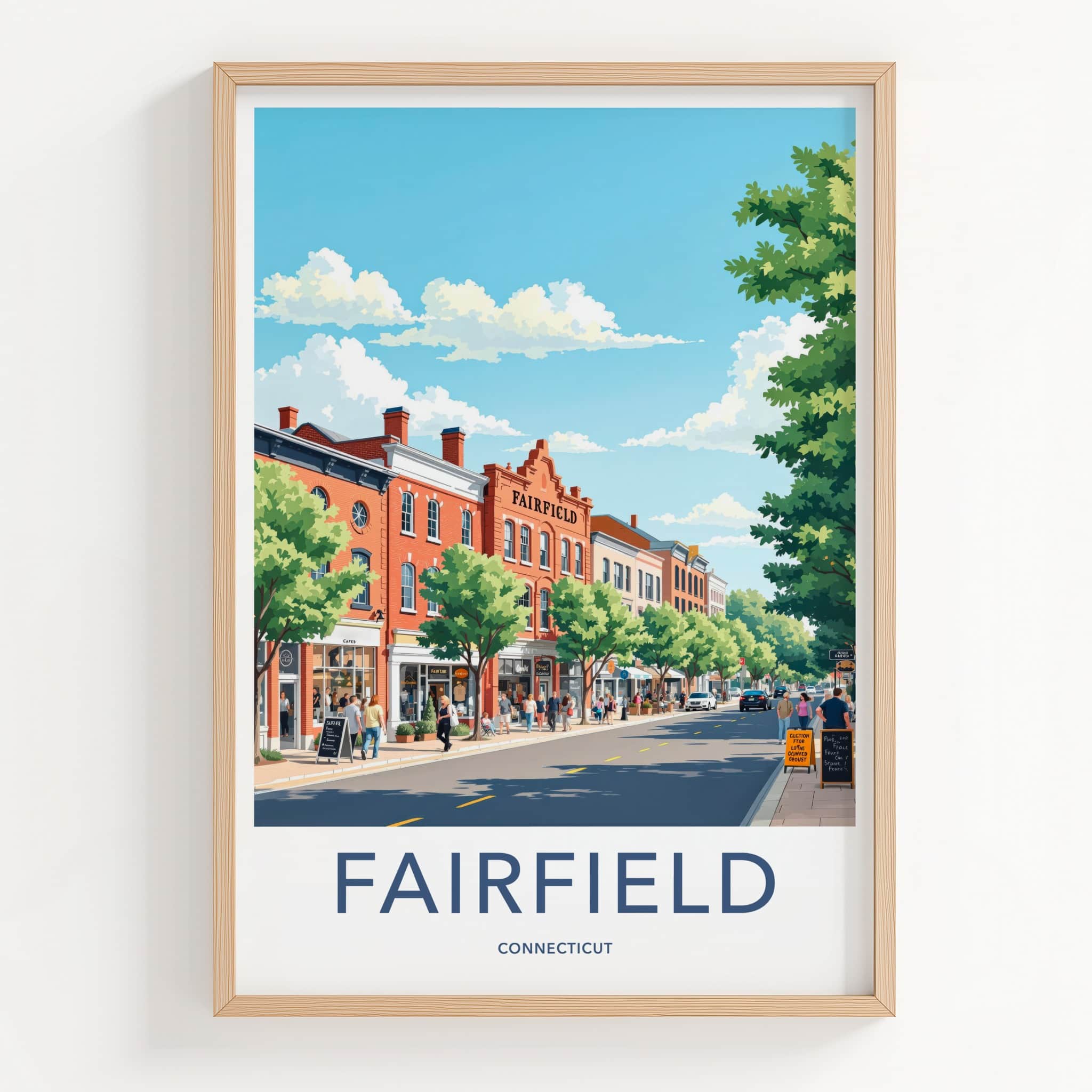 Fairfield Poster - Connecticut Travel Art - Historic Town Street Home Decor