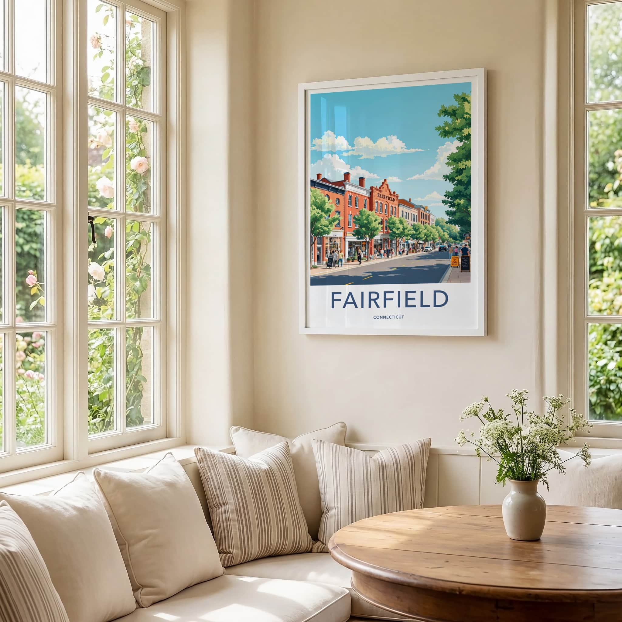 Fairfield Poster - Connecticut Travel Art - Historic Town Street Home Decor