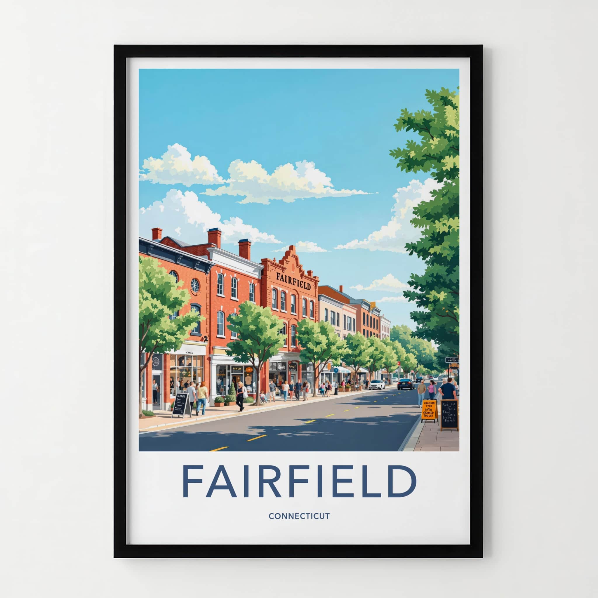 Fairfield Poster - Connecticut Travel Art - Historic Town Street Home Decor