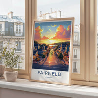Fairfield Poster - Connecticut Travel Art - Vibrant Evening Street Home Decor