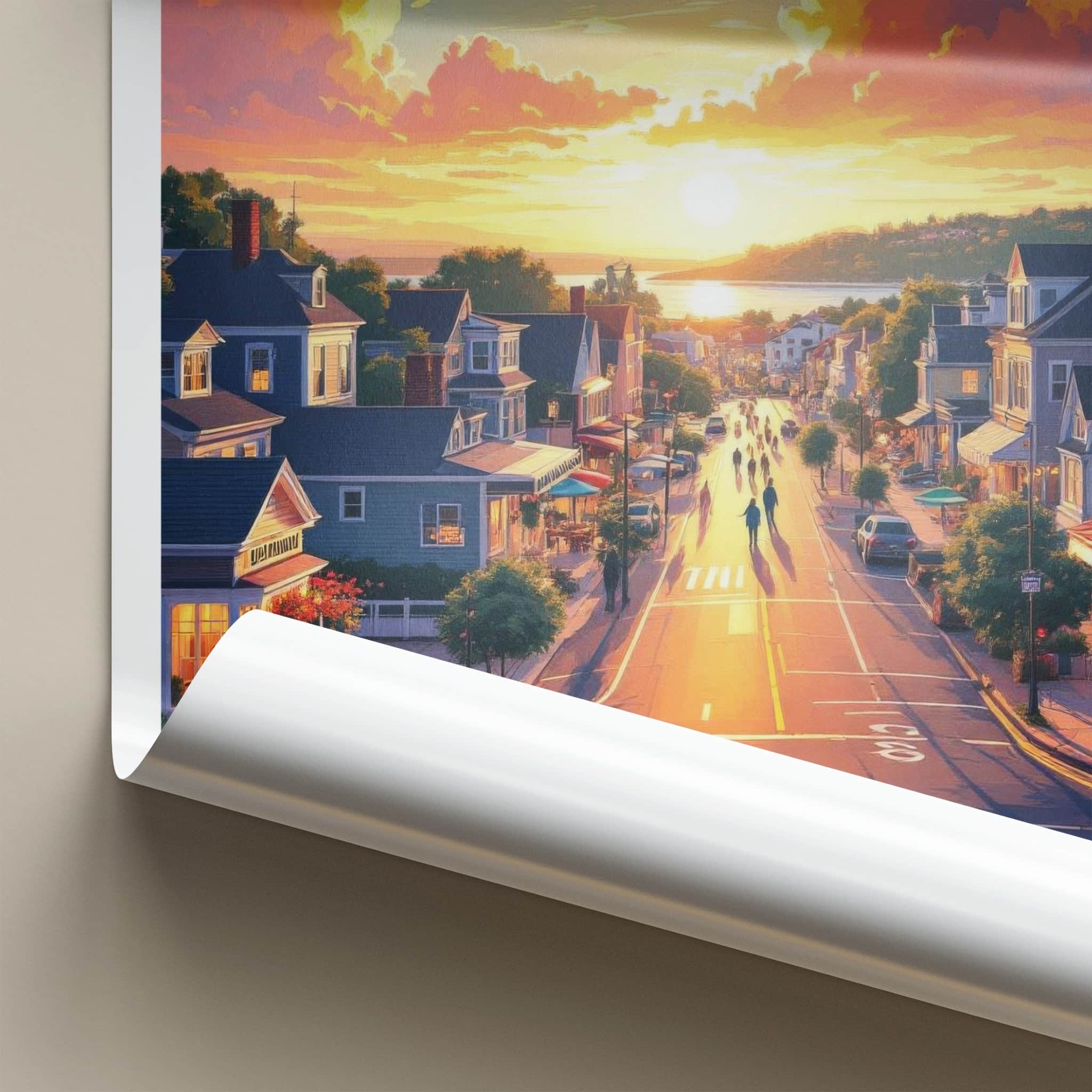 Fairfield Poster - Connecticut Travel Art - Vibrant Evening Street Home Decor