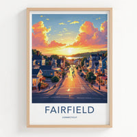 Fairfield Poster - Connecticut Travel Art - Vibrant Evening Street Home Decor