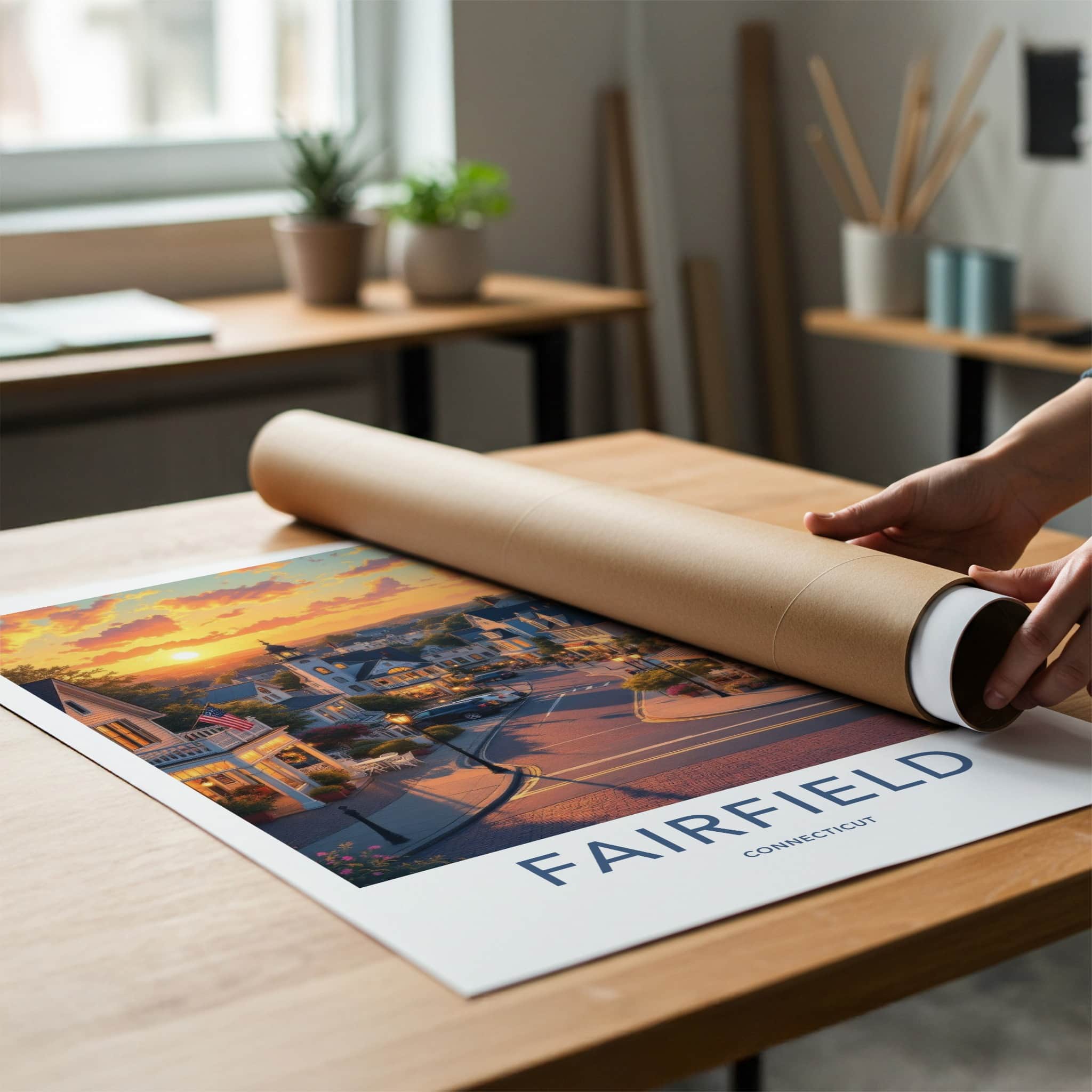 Fairfield Poster - Connecticut Wall Art - Coastal Town Sunset Home Decor