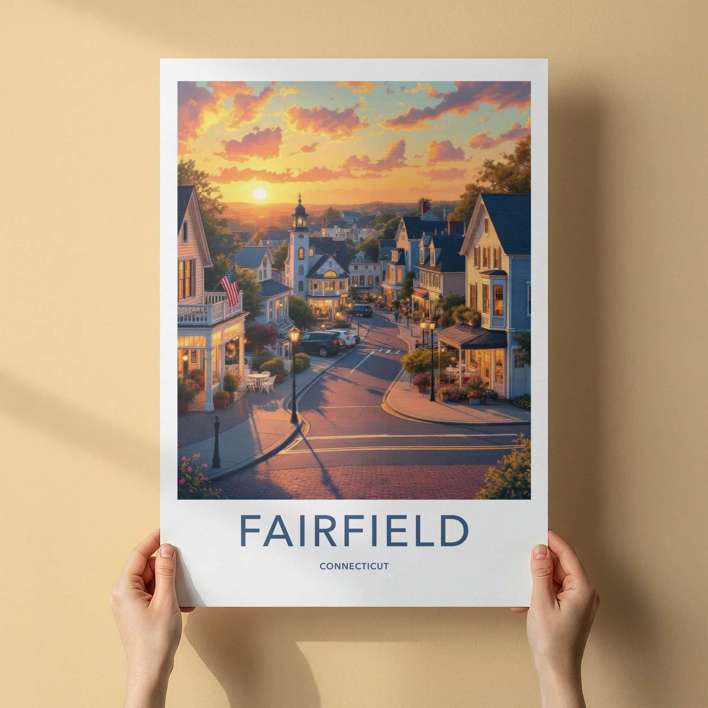 Fairfield Poster - Connecticut Wall Art - Coastal Town Sunset Home Decor