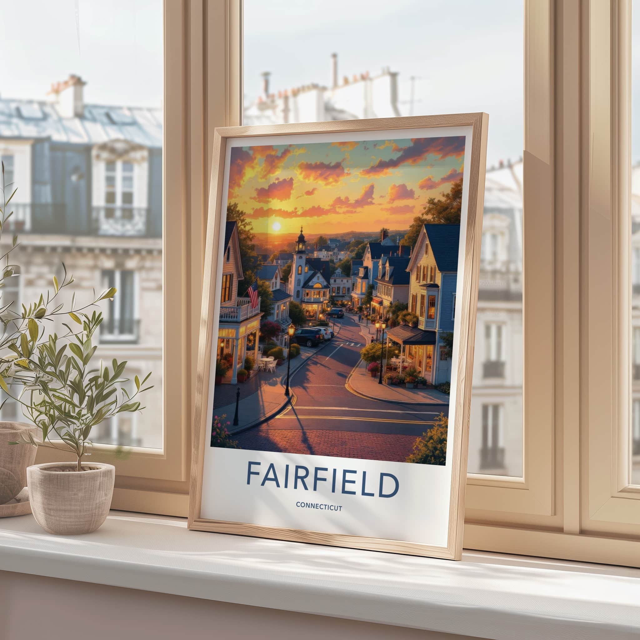 Fairfield Poster - Connecticut Wall Art - Coastal Town Sunset Home Decor