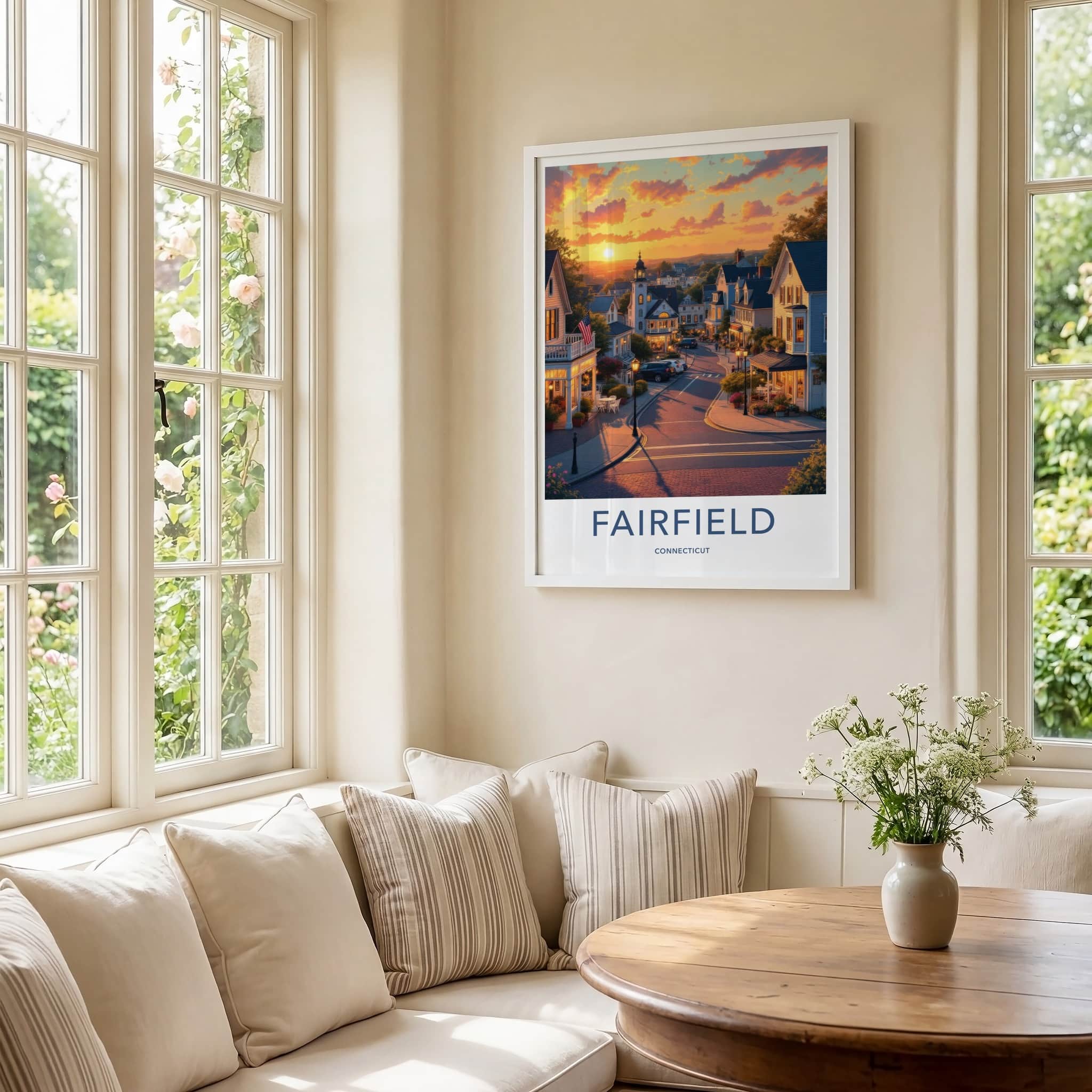 Fairfield Poster - Connecticut Wall Art - Coastal Town Sunset Home Decor