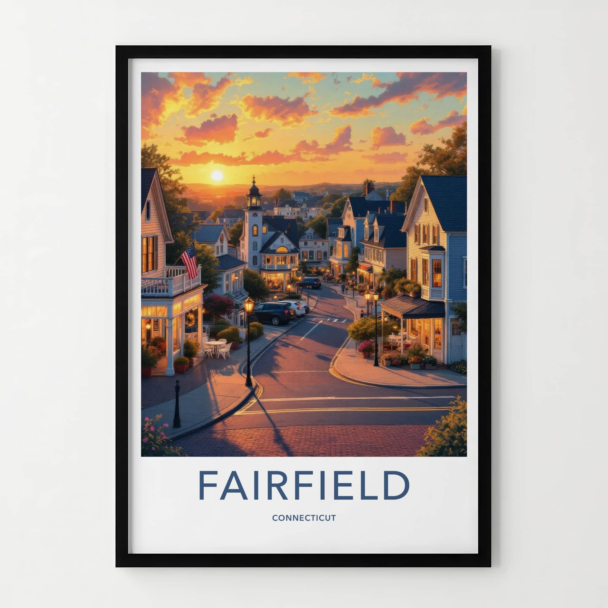 Fairfield Poster - Connecticut Wall Art - Coastal Town Sunset Home Decor