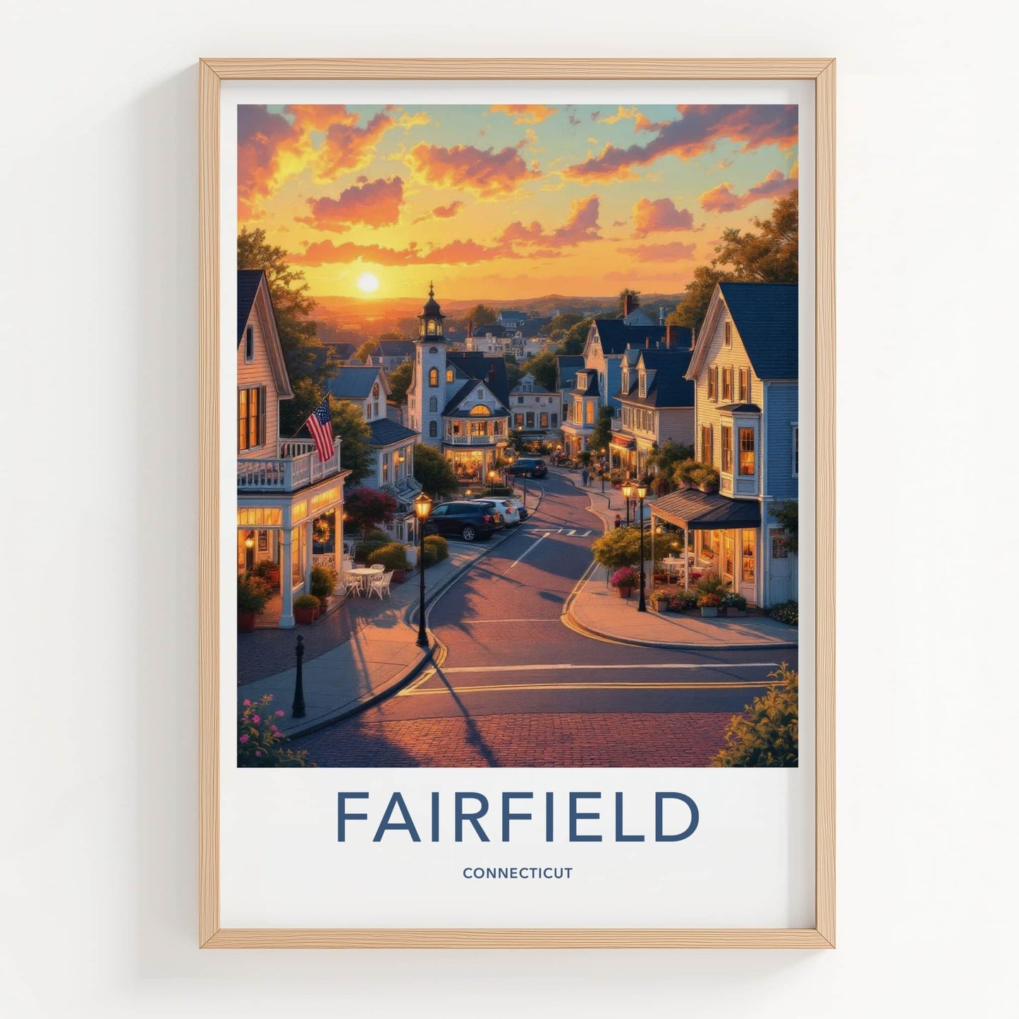 Fairfield Poster - Connecticut Wall Art - Coastal Town Sunset Home Decor